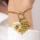 Custom Photo You Left Paw Prints - Memorial Gift For Dog Lovers, Cat Lovers - Personalized Heart Bracelet