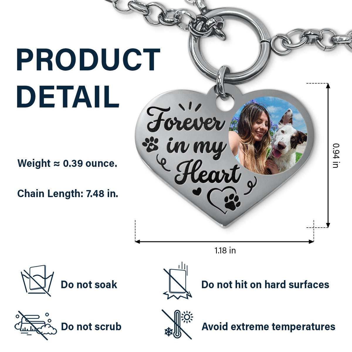 Custom Photo Best Dog Mom Ever - Gift For Dog Lovers, Cat Lovers - Personalized Heart Bracelet