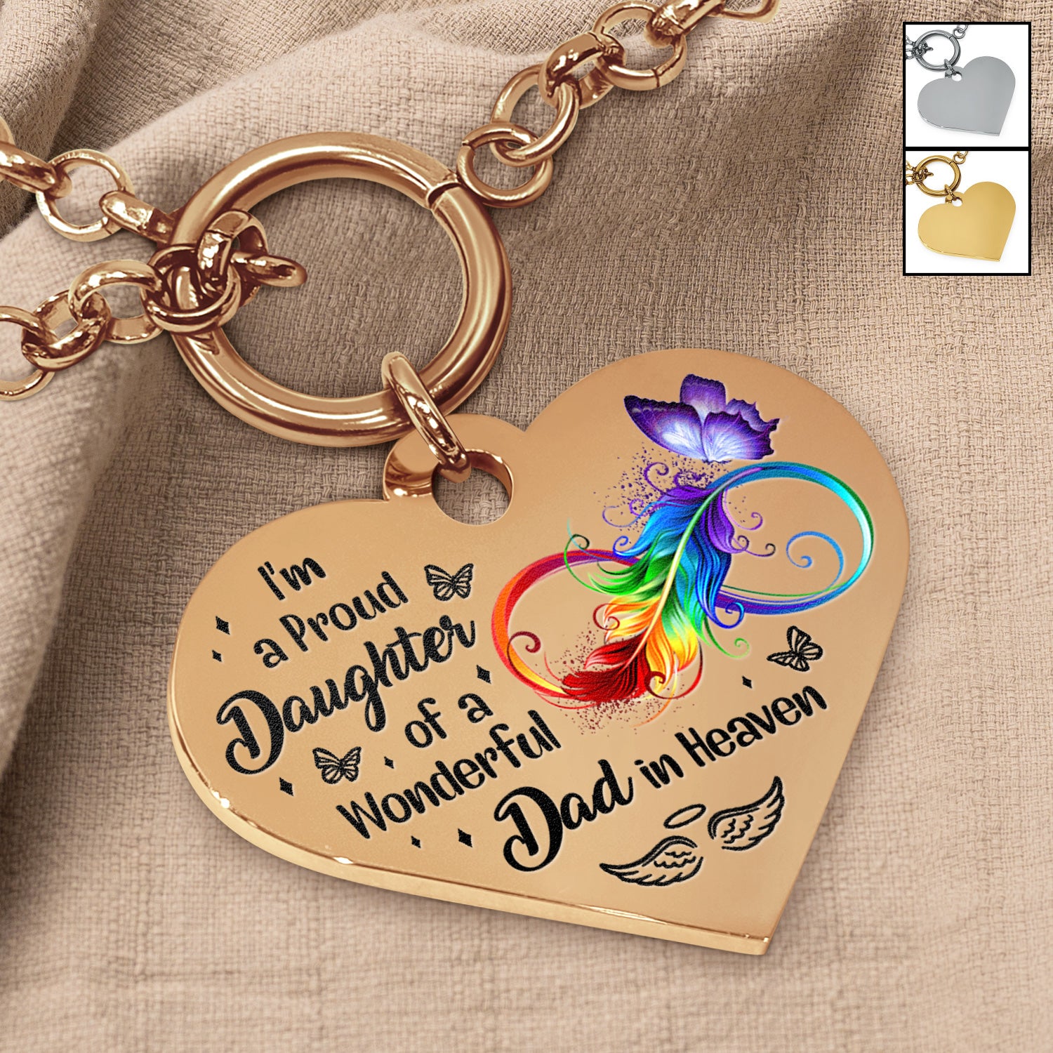 I'm A Proud Daughter - Memorial Gift For Women, Daughters, Mom, Dad - Personalized Heart Bracelet