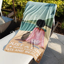 And She Lived Happily Ever After Loves Dogs Cats - Personalized Beach Towel