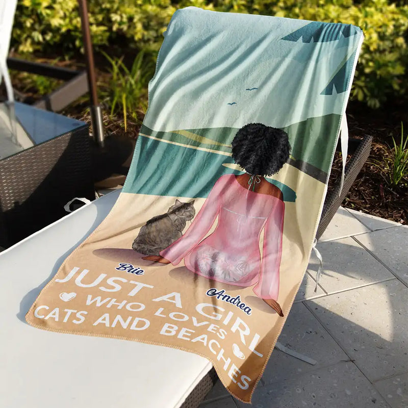 And She Lived Happily Ever After Loves Dogs Cats - Personalized Beach Towel