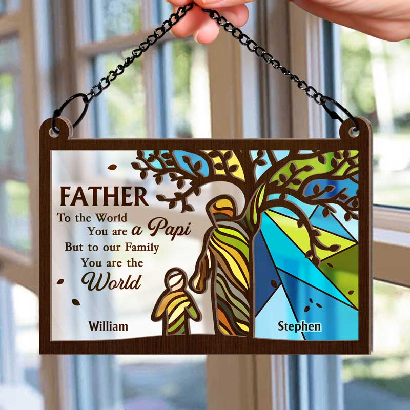 To Our Family You Are The World - Personalized Window Hanging Suncatch ...