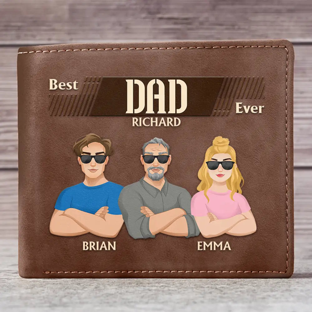 Best Dad Ever Patches - Personalized Leather Wallet
