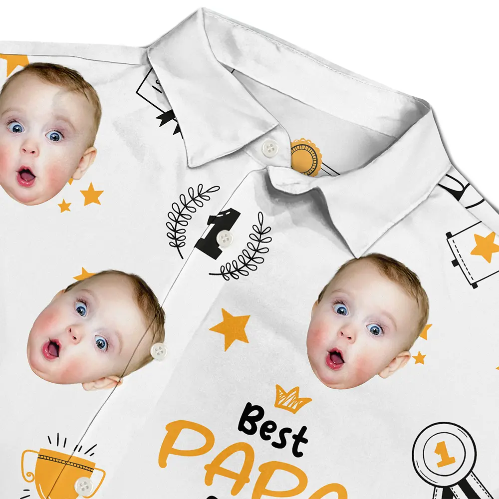 Trophée photo personnalisé « Meilleur papa de tous les temps » - T-shirt hawaïen personnalisé