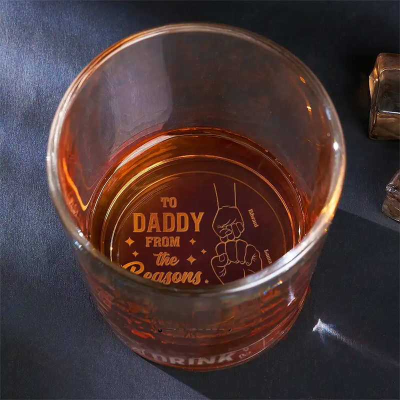 To Dad From The Reasons You Drink Fist To Fist - Personalized Engraved Whiskey Glass