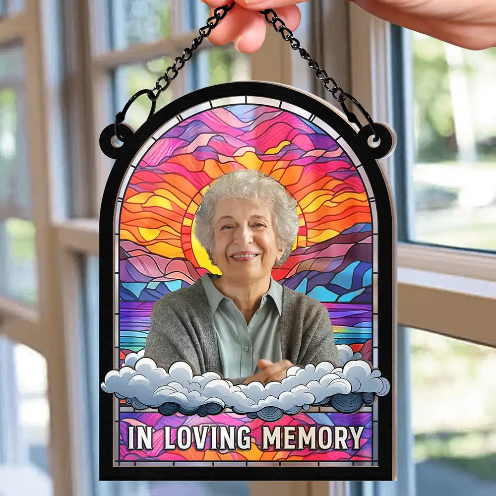 Custom Photo In Loving Memory Family Memorial Mom Grandma - Personalized Window Hanging Suncatcher Ornament