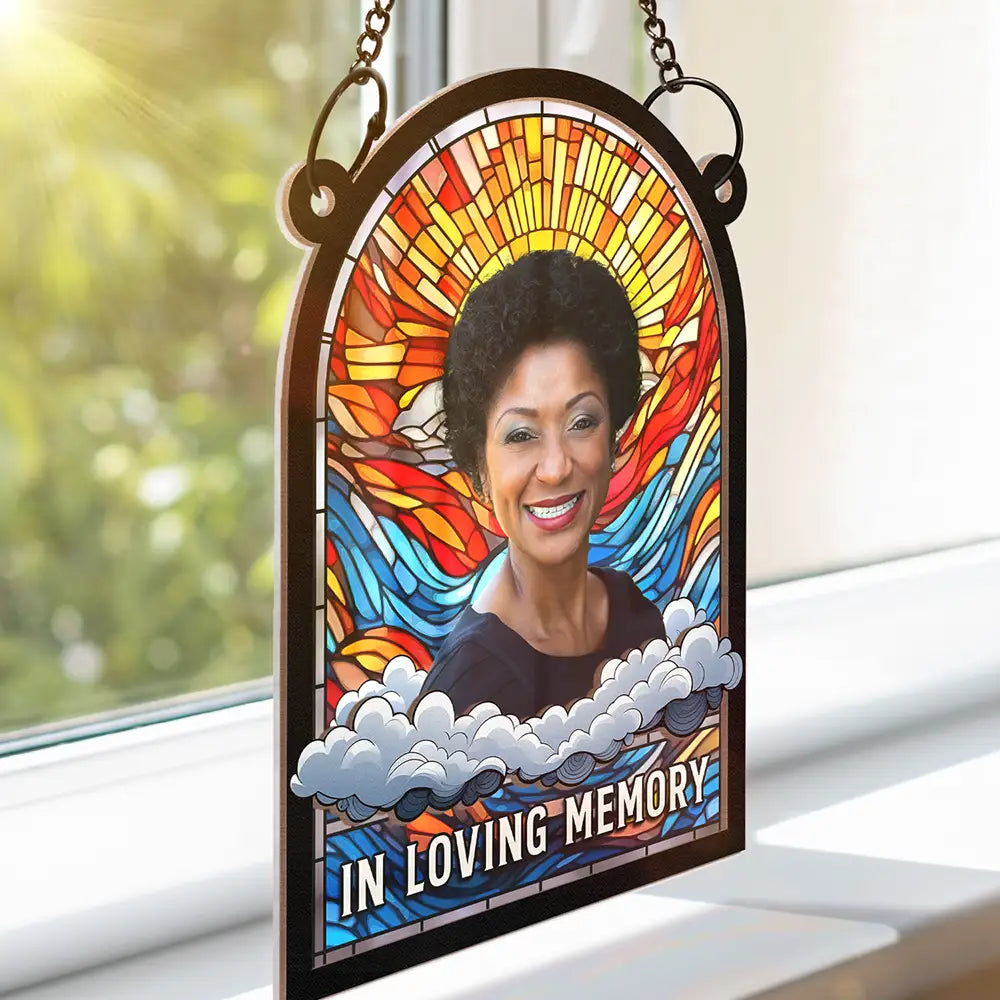 Custom Photo In Loving Memory Family Memorial Mom Grandma - Personalized Window Hanging Suncatcher Ornament