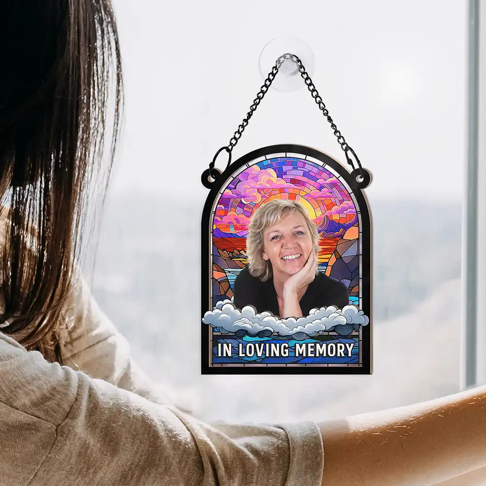 Custom Photo In Loving Memory Family Memorial Mom Grandma - Personalized Window Hanging Suncatcher Ornament