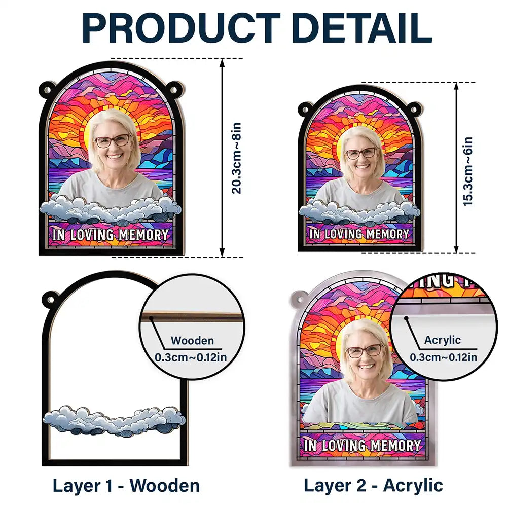 Custom Photo In Loving Memory Family Memorial Mom Grandma - Personalized Window Hanging Suncatcher Ornament