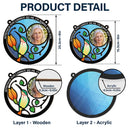 Ornement attrape-soleil personnalisé à suspendre à une fenêtre, photo commémorative de colibri et de fleur pour parents