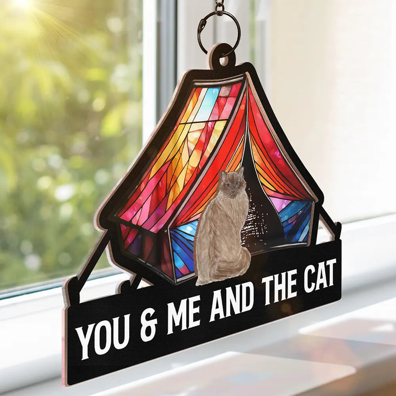 Camping Home Is Where We Park It, You And Me And The Cats - Personalized Window Hanging Suncatcher Ornament