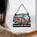 Camping Home Is Where We Park It, You And Me And The Cats - Personalized Window Hanging Suncatcher Ornament