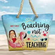 Cadeau d'été pour enseignant : « Séjour à la plage, pas d'enseignement » - Sac de plage personnalisé