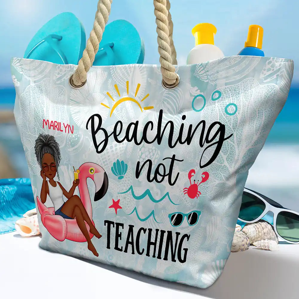 Cadeau d'été pour enseignant : « Séjour à la plage, pas d'enseignement » - Sac de plage personnalisé
