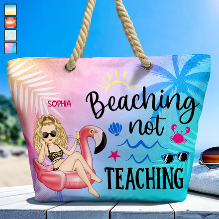 Cadeau d'été pour enseignant : « Séjour à la plage, pas d'enseignement » - Sac de plage personnalisé