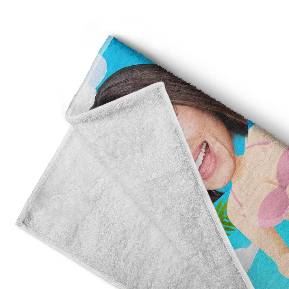 Custom Photo Funny Hot Couple - Personalized Beach Towel