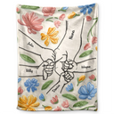Hand In Hand, I Will Always Protect You - Faux Embroidered Effect Printed Fabric, Personalized Fleece Blanket, Sherpa Blanket