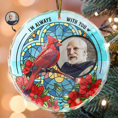 Stained Effect Printed Circle Glass Ornament