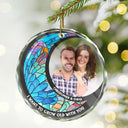 Custom Photo From Our First Kiss Till Our Last Breath Kissing Couple - Stained Effect Printed, Personalized Circle Glass Ornament