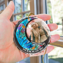 Custom Photo From Our First Kiss Till Our Last Breath Kissing Couple - Stained Effect Printed, Personalized Circle Glass Ornament