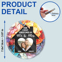 Custom Photo Couple Our First Christmas In Our New Home - Stained Effect Printed, Personalized Circle Glass Ornament
