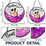 Besties Forever Sisters - Personalized Stained Glass Window Hanging Suncatcher