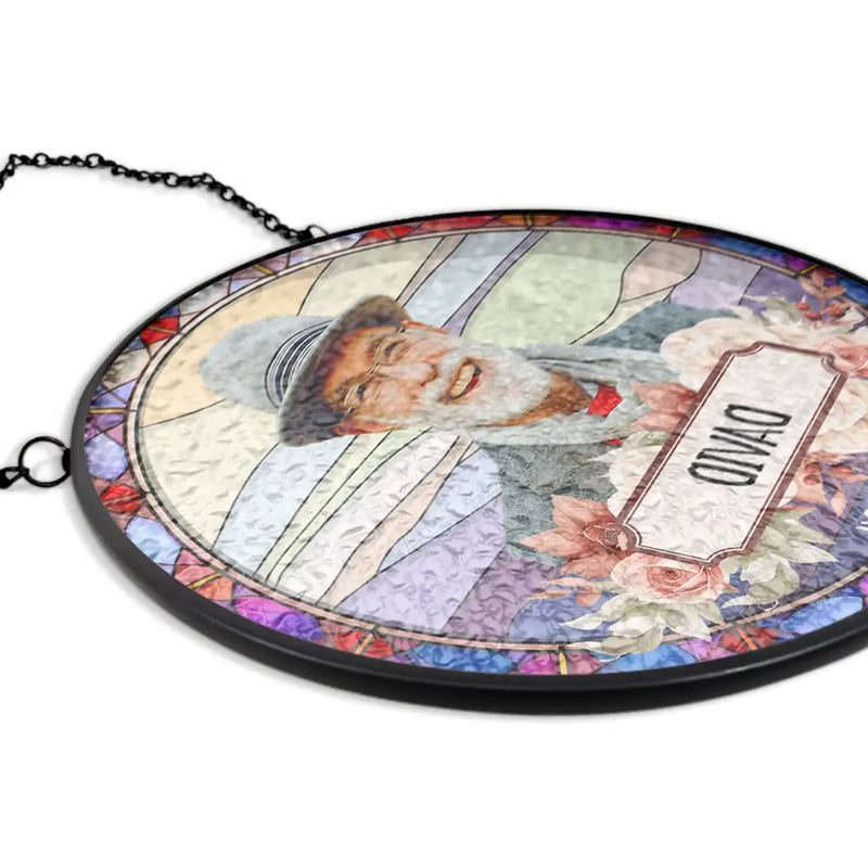 Custom Photo In Loving Memory Dog Cat - Personalized Stained Glass Window Hanging Suncatcher