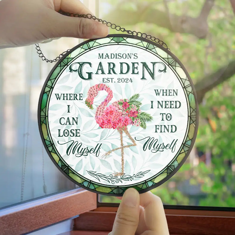 And Find My Soul Garden Floral Art - Personalized Stained Glass Window Hanging Suncatcher