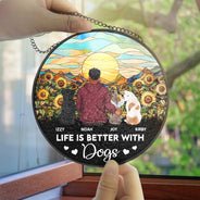 A Bond That Can't Be Broken Dog - Personalized Stained Glass Window Hanging Suncatcher