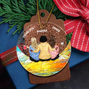 Besties Hugging Back Sitting On The Moon - Personalized Stained Glass Ornament