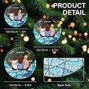 Besties Hugging Back Sitting On The Moon - Personalized Stained Glass Ornament