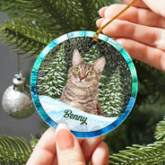 Décoration de Noël personnalisée en vitrail pour amoureux des animaux 