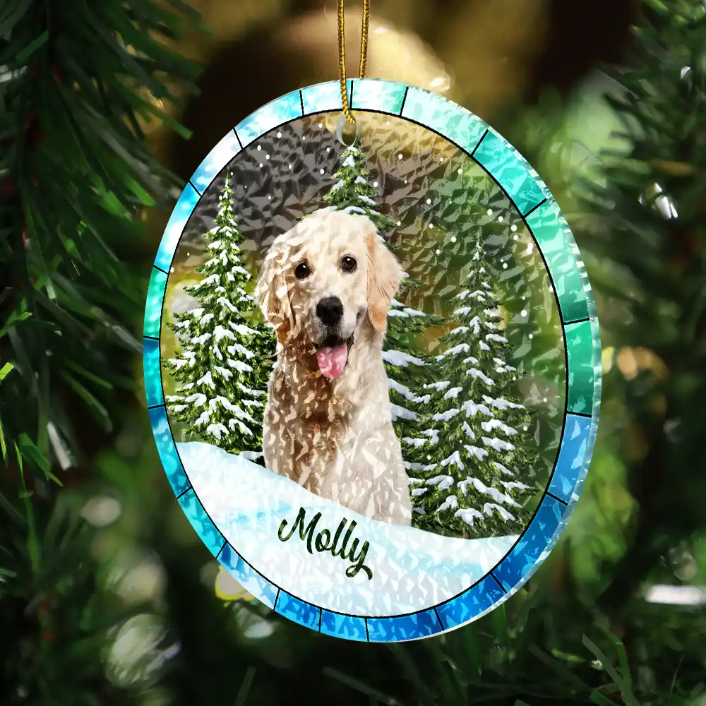 Décoration de Noël personnalisée en vitrail pour amoureux des animaux 