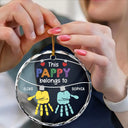 This Grandpa Daddy Belongs To Grandkids - Personalized Circle Glass Ornament