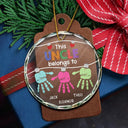 This Grandpa Daddy Belongs To Grandkids - Personalized Circle Glass Ornament