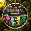 This Grandpa Daddy Belongs To Grandkids - Personalized Circle Glass Ornament
