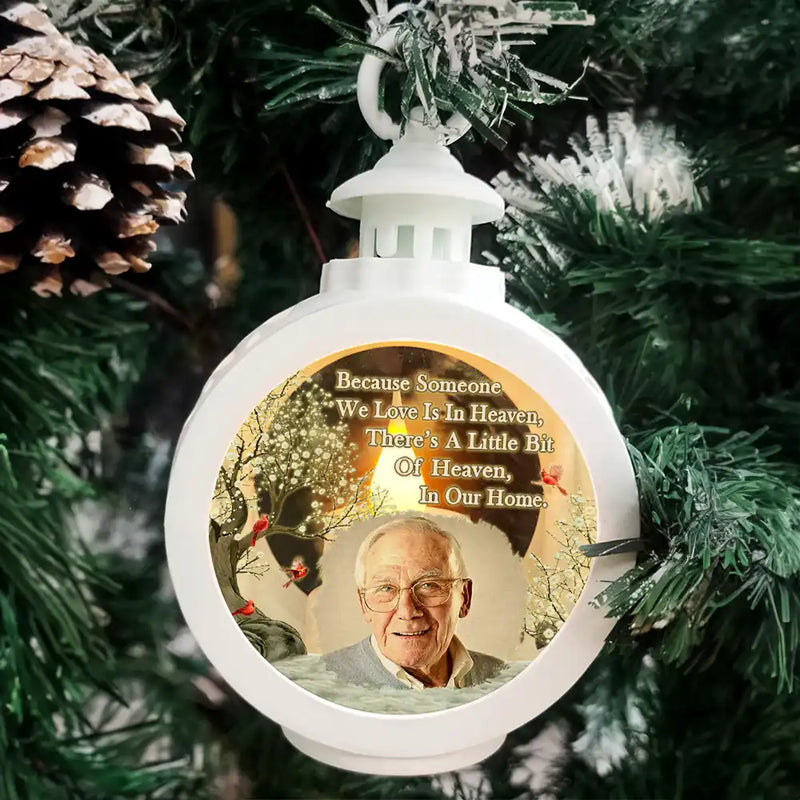 Christmas,Custom Photo,Sad,Family,Memorial,Continue Shopping - Custom Photo Memorial Although You Cannot See Me - Personalized Candlelight Lantern Ornament