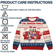 Gift For Couples, Pet Couple - Cartoon Couple With Kids And Pets - Personalized Unisex Ugly Sweater