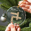 Custom Family Name Crossword Scrabble - Personalized Glass Ornament