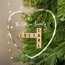 Custom Family Name Crossword Scrabble - Personalized Glass Ornament