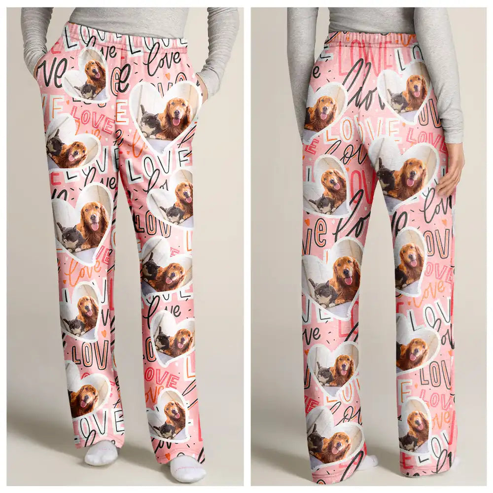 Gift For Couples, Gift For Wife, Gift For Husband - Custom Photo I Love My Wife Full Heart - Personalized Pajama Pants