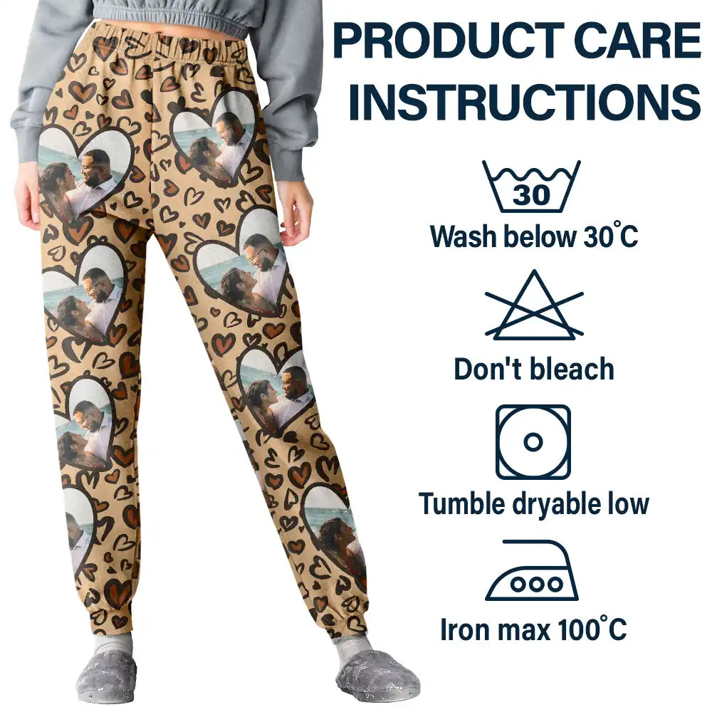 Gift For Couples, Gift For Wife, Gift For Husband - Custom Photo I Love My Wife Full Heart - Personalized Pajama Pants