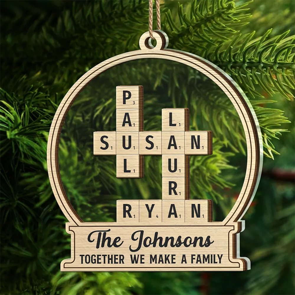 Together We Make A Family Crossword Scrabble - Personalized 2-Layered Mix Ornament