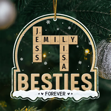 Mots croisés « Bestie Forever » avec nom personnalisé - Ornement acrylique personnalisé 