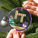 Gift For Grandparents - Papa Nana Snowman Crossword Scrabble - Personalized Circle Glass Ornament