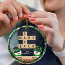 Gift For Grandparents - Papa Nana Snowman Crossword Scrabble - Personalized Circle Glass Ornament