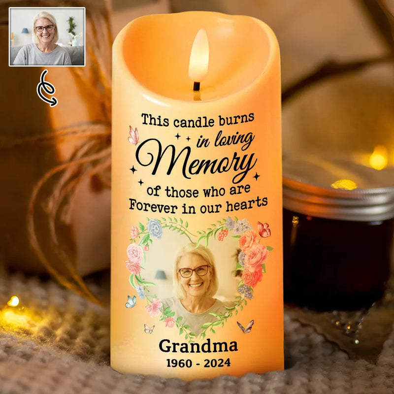Memorial, Family -
Custom Photo This Candle Burns In Loving Memory - Personalized Flameless LED Candle