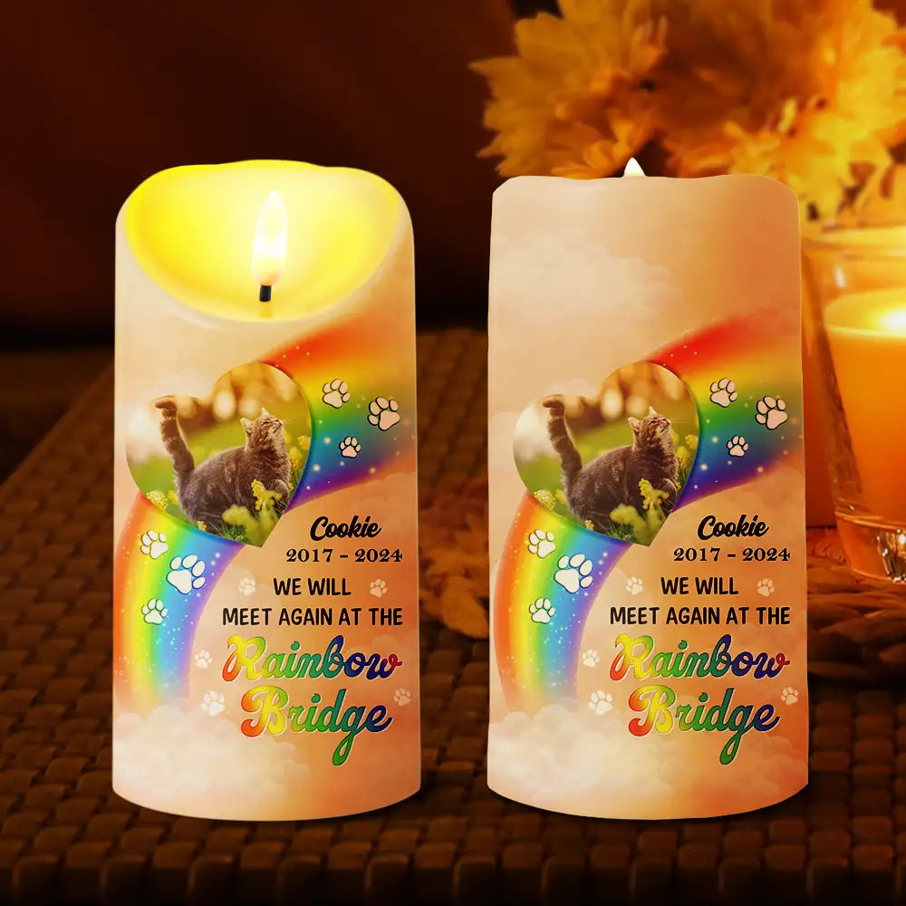Memorial, Pet Lovers, Dog Lovers, Cat Lovers - Custom Photo A Piece Of My Heart Miss You Memorial - Personalized Flameless LED Candle