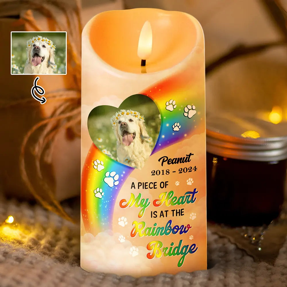 Custom Photo A Piece Of My Heart Miss You Memorial Personalized Flameless LED Candle