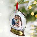 Christmas,Custom Photo,Family,Happy - Custom Photo Family And Friend Snow Globe - Personalized Custom Shaped Mirror Ornament
